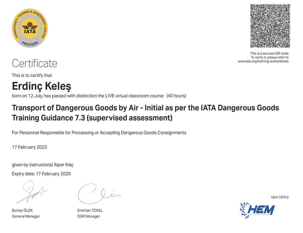 LICENSE for DANGEROUS GOODS RULES QUALIFICATION