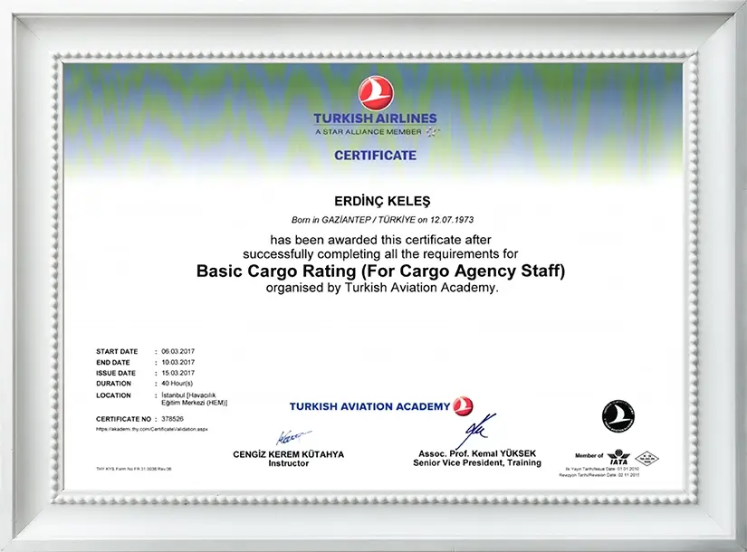 Turkish Aviation Academy Cargo Transportation License 1