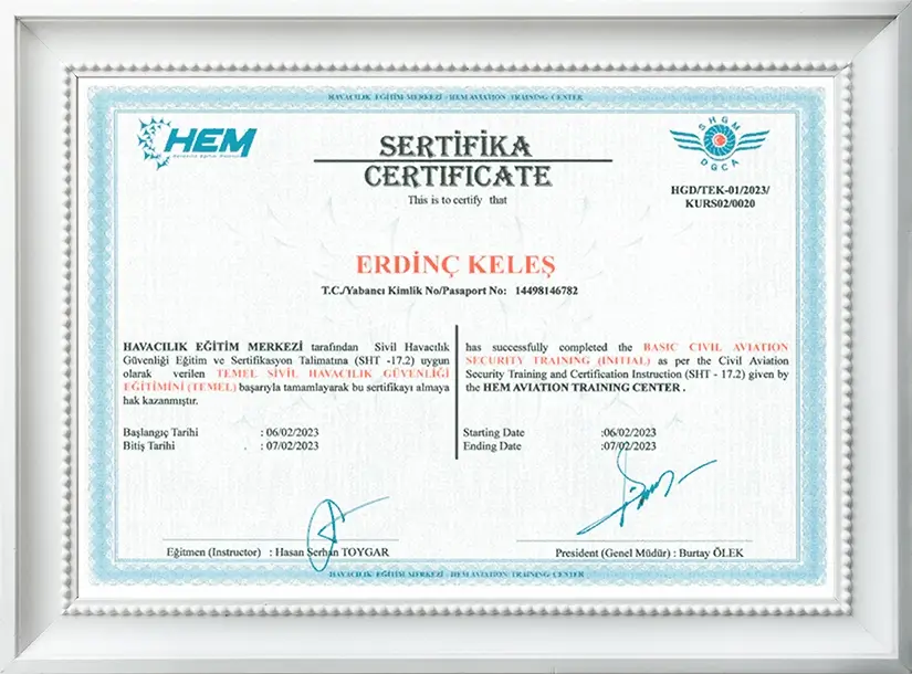 Civil Aviation Security License