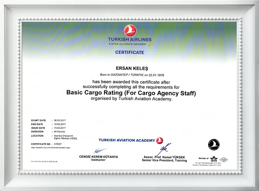 Turkish Aviation Academy Cargo Transportation License 2